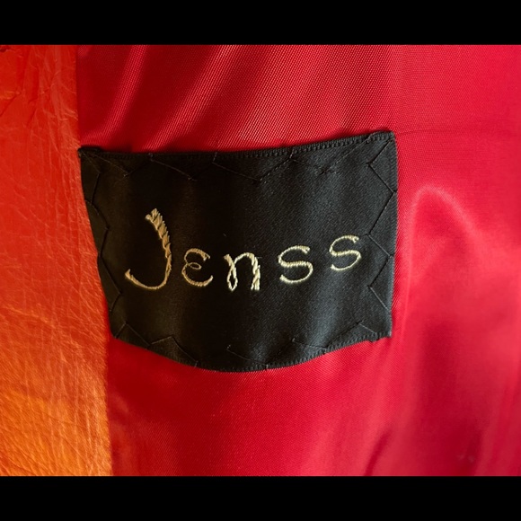 Leda Spain by Gropper Tangerine Leather Trench Coat with Gold Tone Accents - Picture 14 of 16